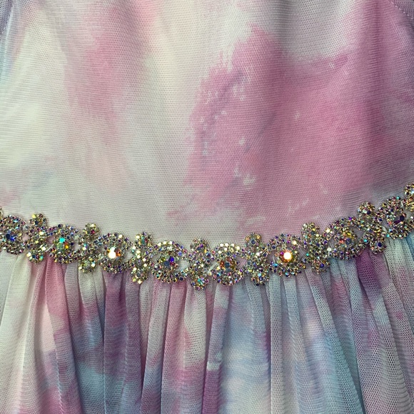 Girls Tie Dye Mesh Hi-Low Dress - Picture 4 of 9